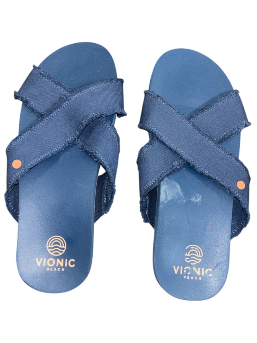 Vionic Beach Panama Blue Flip Flops Sandals Slides Size 9